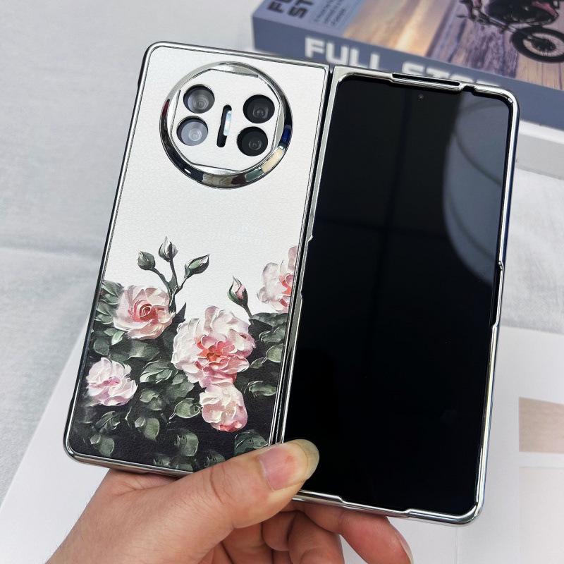 

OPPO Find N5 & Huawei Mate X6/X5 Leather Pattern Electroplated Protective Phone Case Huawei Mate X3 Collector s Edition