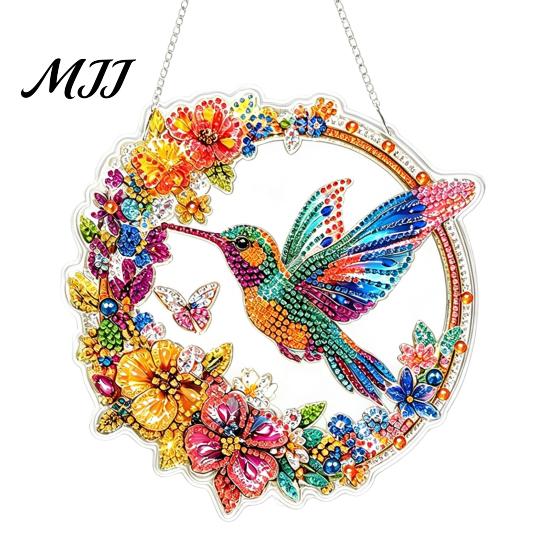 Strass Malerei Sonnenfänger Set Weihnachtskit, DIY Kunst mit Kunstperlen für Erwachsene Bastelbedarf für Anfänger, Acryl Weihnachten Schmuck Bastelmaterial