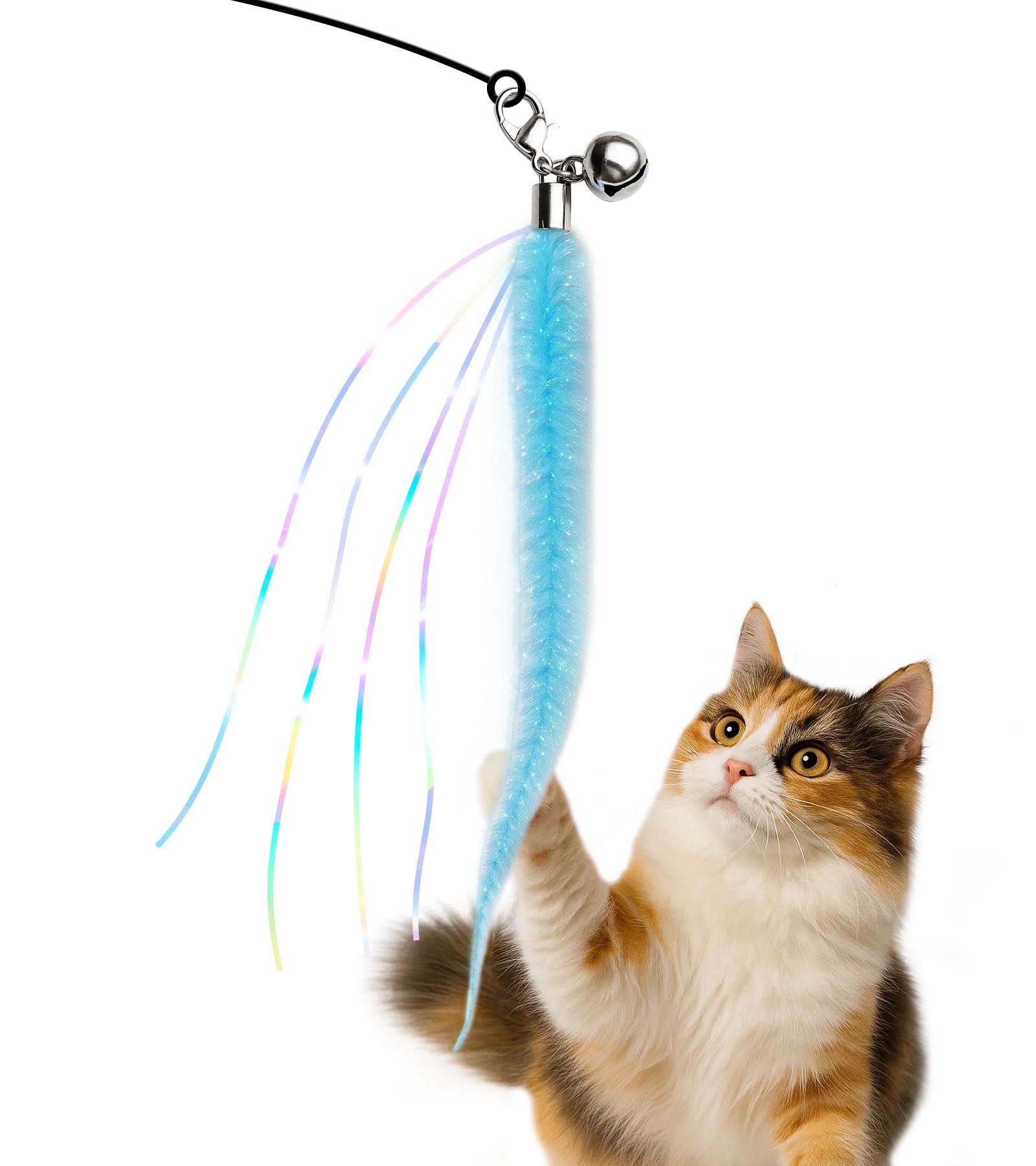 

HOLYCAT Cat Toy, Caterpillar Shape, Popular Cat Toy for Solo Play, Includes Bell, Sparkly Cat Toy, Fishing Pole, Stress Relief, Exercise, Durable,