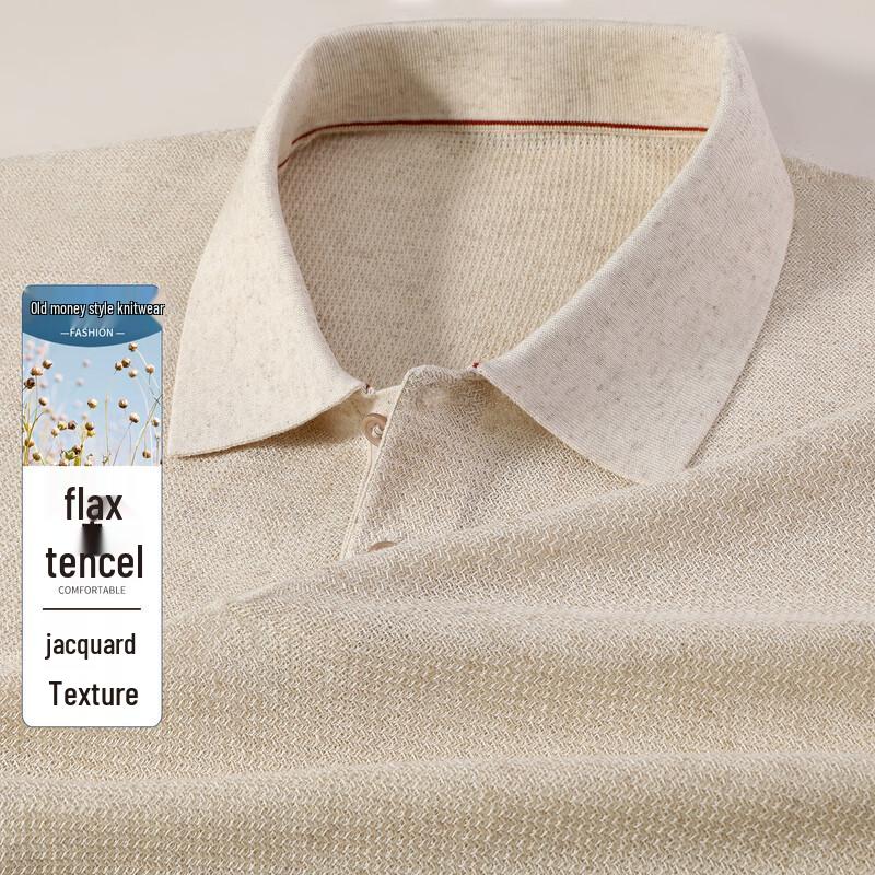 Men s Linen Tencel Blend Knit Polo Shirt 52