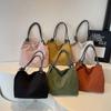 Vintage Large Capacity Corduroy Bag Women's Solid Color Underarm Shoulder Bag