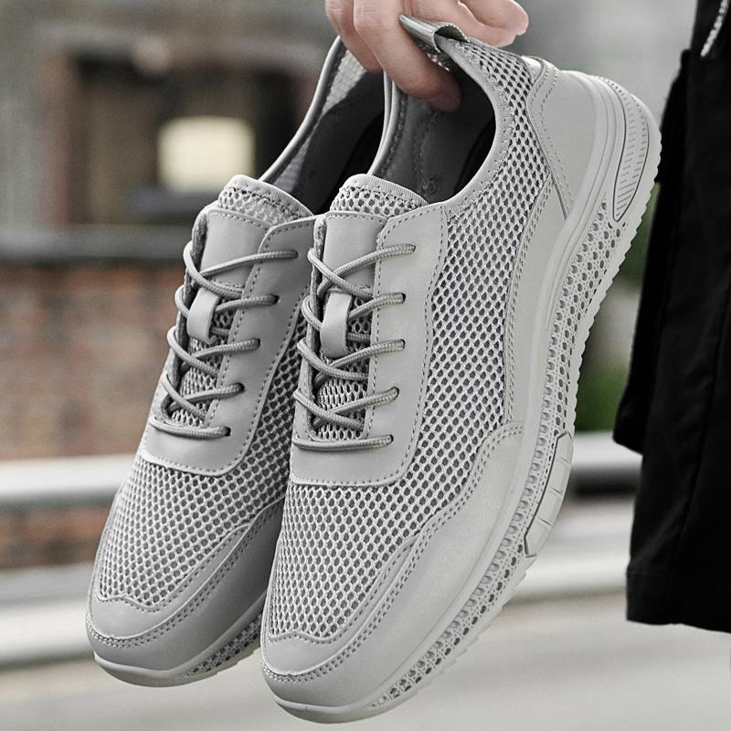 Fashion Handmade Men Casual Sneakers Outdoor Breathable Mesh Walking Shoes New Comfort Soft Tennis Shoes Summer Lightweight Sports Shoes