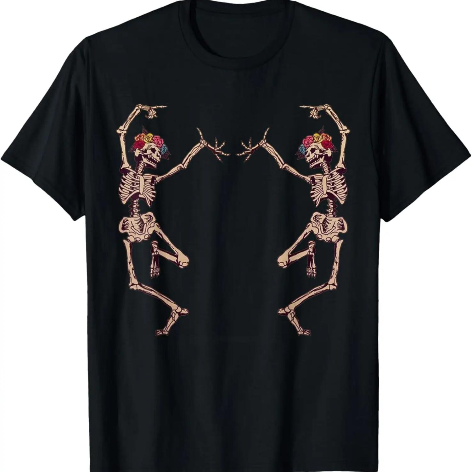 

Танцующий Скелет Красные Розы Скелет Хэллоуин Футболка XXXXXL чёрный