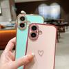 For iPhone 16 Plus Case Love Heart Pattern TPU Phone Cover Electroplating Edge