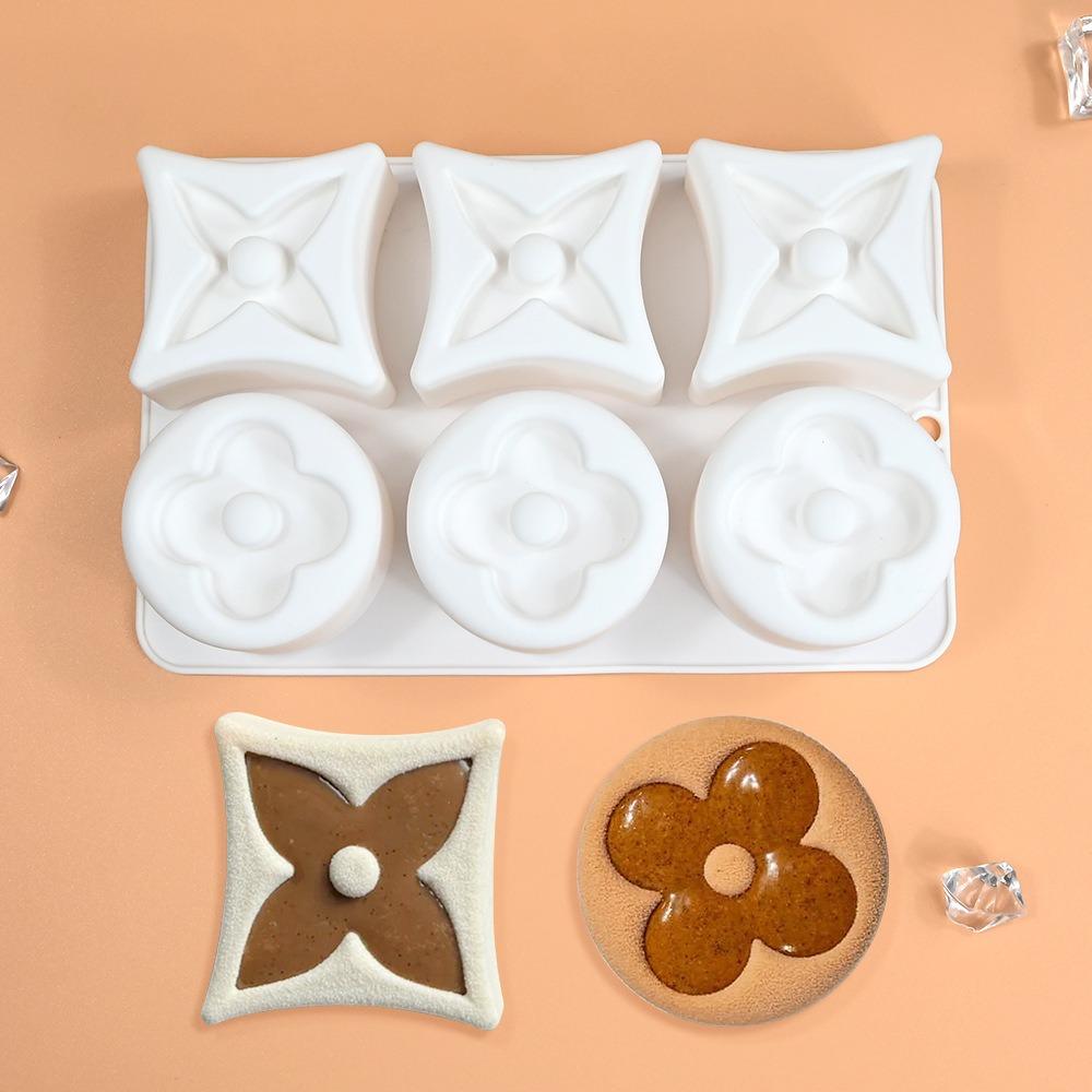 6 Cavity 2 In 1 Round Clover Mousse Cake Mold Chocolate Silicone Mold Soap Mold DIY Pastry Decoration Kitchen Bakings Supplies