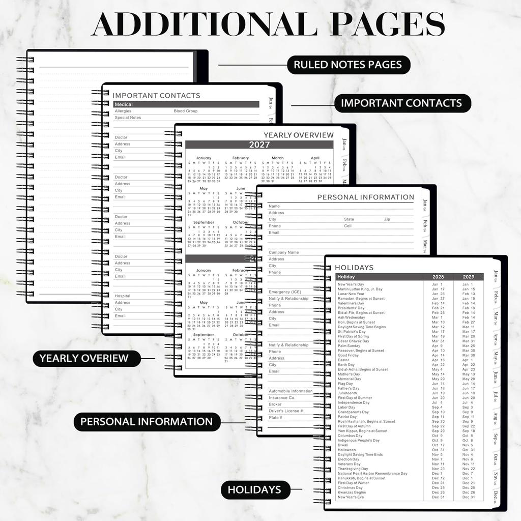 2026-2028 Monthly Planner/Calendar - 3 Year Monthly Planner, Jan. 2026 - Dec. 2028, 6.4" x 8.5", 36 Months Tabs, 30 Notes Pages, Double-Side Pocket,