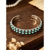 1pc Double Row Round Synthetic Turquoise Inlaid Vintage Carved Zinc Alloy Adjustable Women's Bracelet