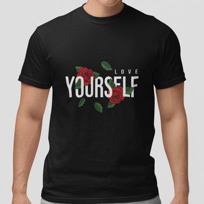 Love Yourself Rose Graphic Tee Vintage Floral Aesthetic Shirt Positive Quote Top