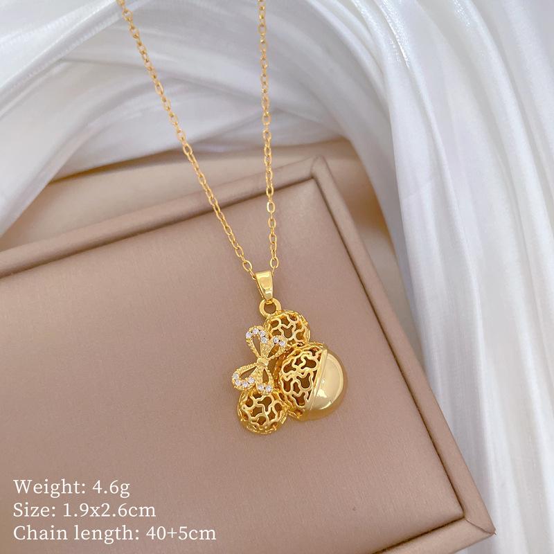 Mickey Head Heavy Industry Necklace Women'S Copper Micro-Inlaid Real Gold Electroplating Delicate Clavicle Chain Neck Chain