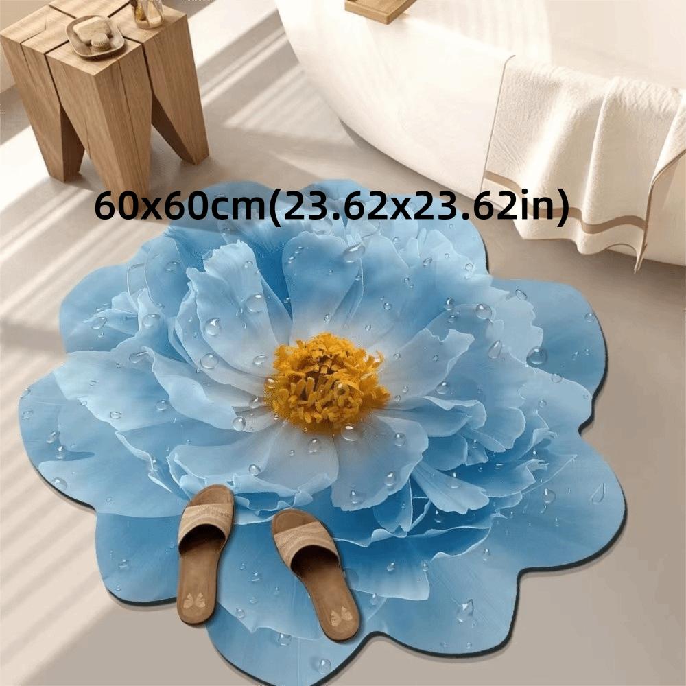 

Ковер в форме цветка, Нескользящий коврик для пола в ванной, Гостиная, Чайный столик, Прикроватный Blue-60x60cm