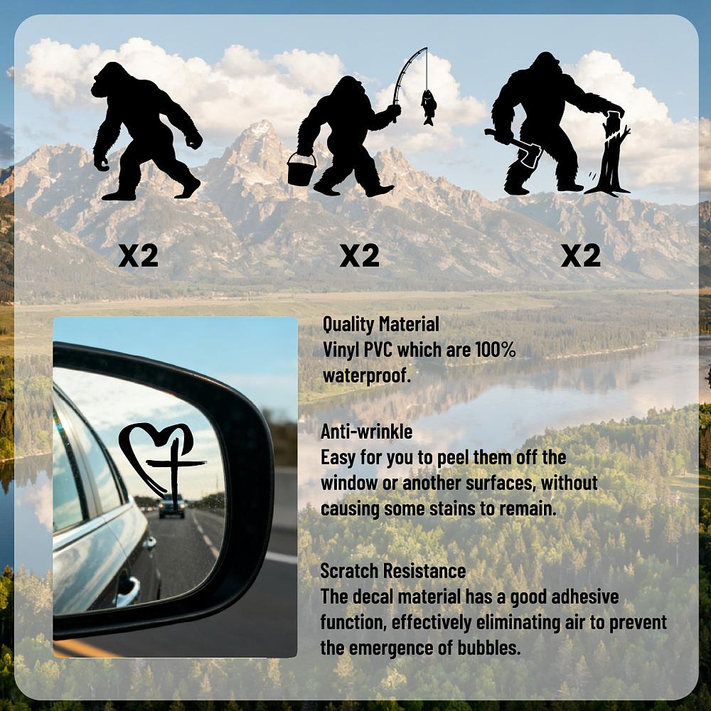 6Pcs 3 Styles PVC Heat Transfer Film Stickers for Rearview Mirror Orangutan 50x30~50mm 2pcs/style