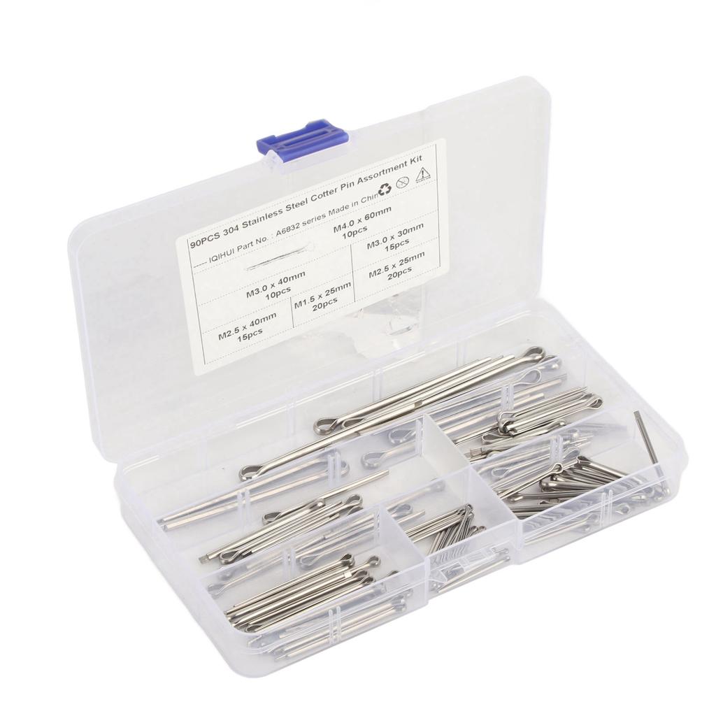 Stainless Steel Cotter Pin Fastener Kit 6 Size M1.6x25 M2.5x25 40 M3.0x30 40 M4x60 for Auto Truck Garage Workshop Repair