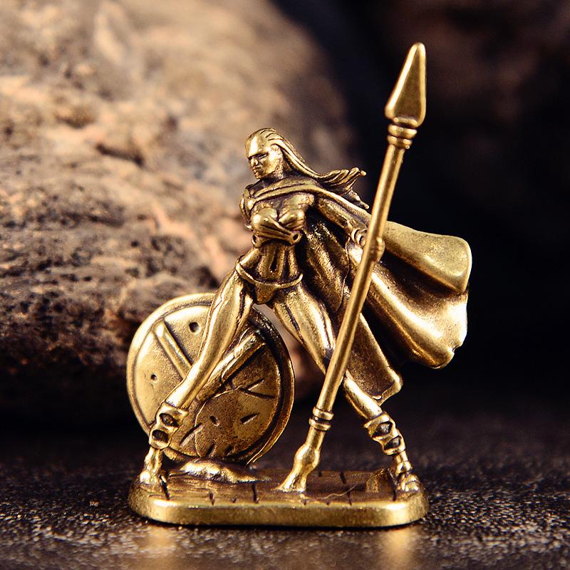 Vintage Brass Spartan Warrior Statue Twelve Types of Rome Soldier Models Figurine Game Props Desktop Ornaments Home Craft Decor