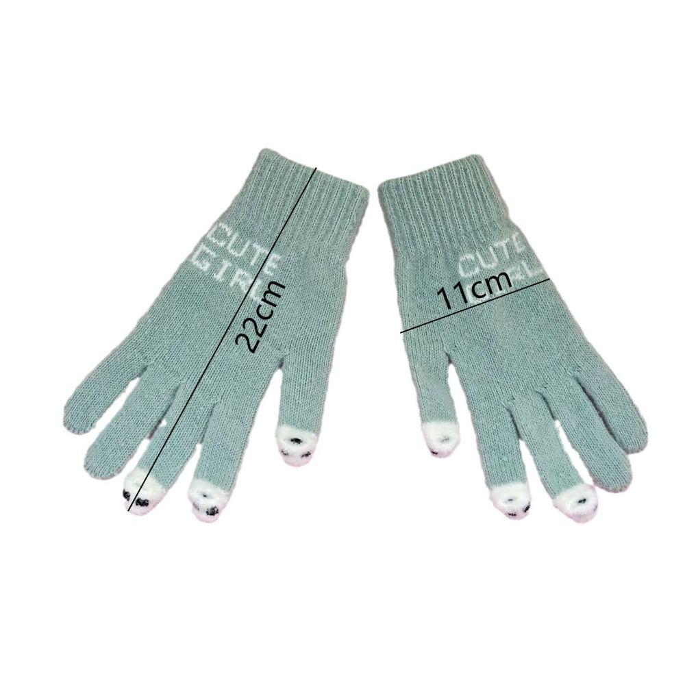 Fluffy Knitted Open Finger Gloves Panda Fingertip Touch Screen Gloves Women Men
