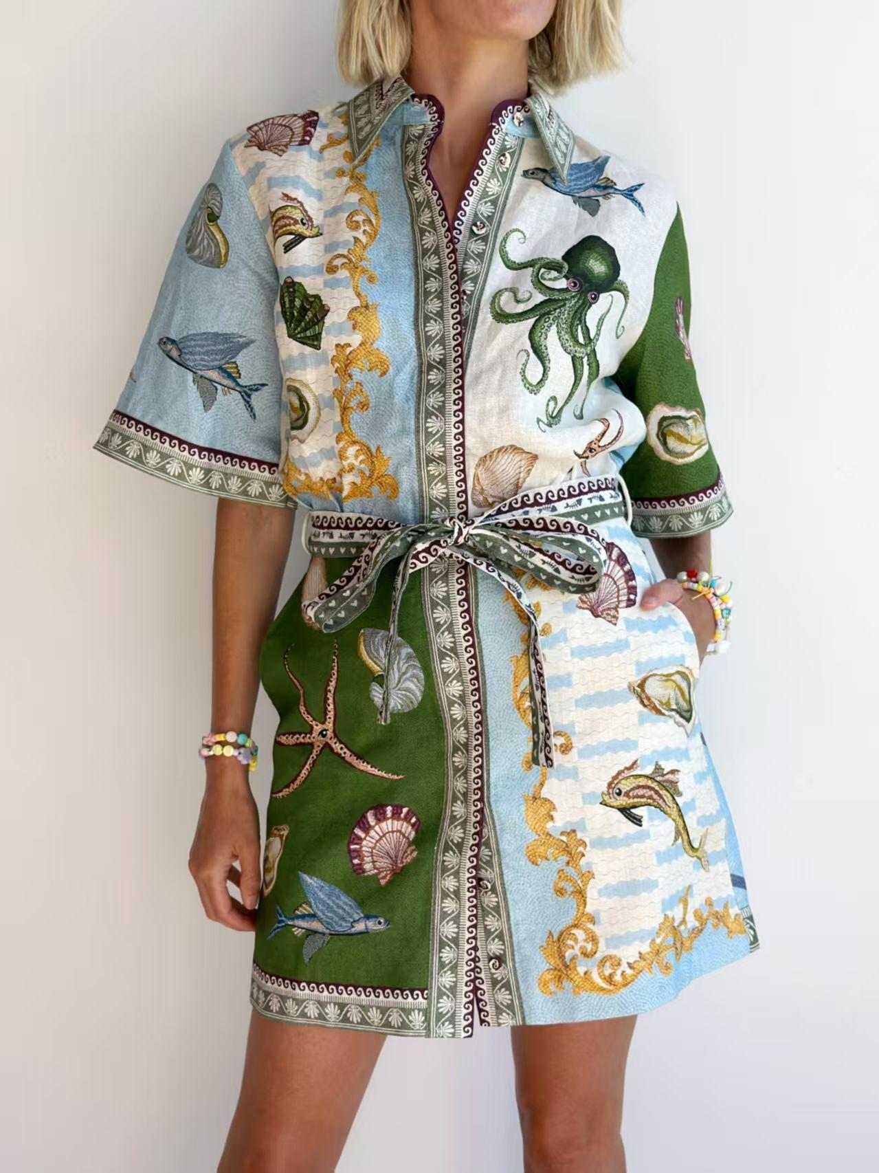 Europe and America 2026 New Casual Fashion Linen Shirt Cardigan Temperament Versatile Dress S