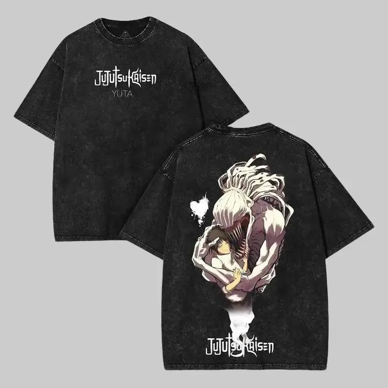 

Anime Jujutsu Kaisen Okkotsu Yuta T-shirt Harajuku Washed Tshirt Summer Short Sleeve Casual Cotton Tee Shirt Tops Men Clothing S чёрный
