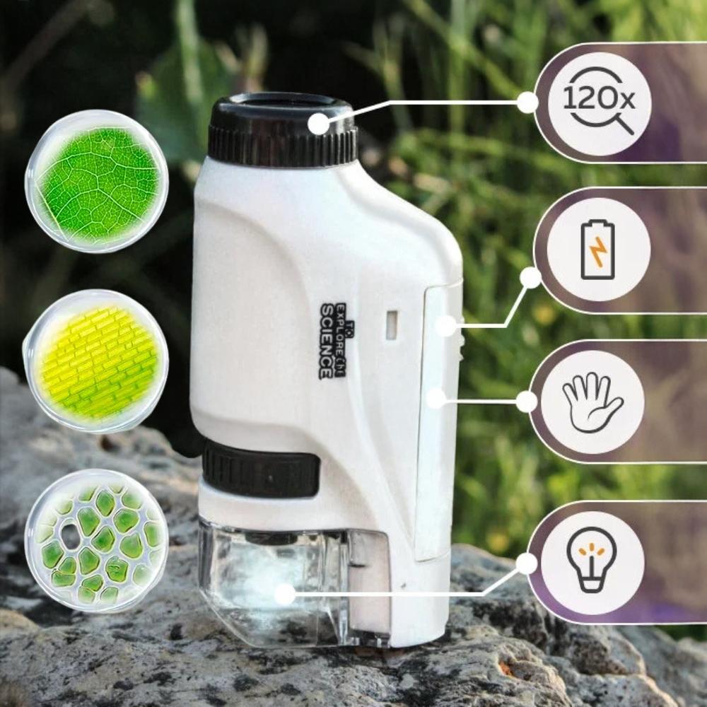Mini Pocket Microscope Portable Educational Toy for Kids Gift