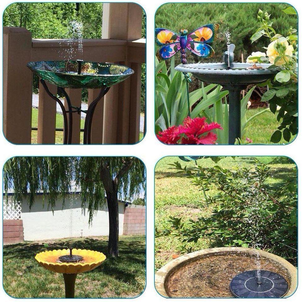 Solar-Powered Floating Fountain for Bird Baths, Ponds, Pools, and Gardens