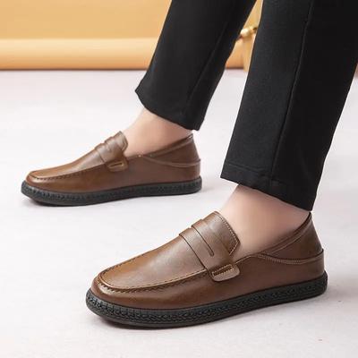 Einfacher Klobiger Herren Freizeitschuh Arbeit Leichtgewichtiger Üblicher Designer Erwachsene Luxus Ausverkauf Slipper Bequem Retro Lederschuhe für Herren