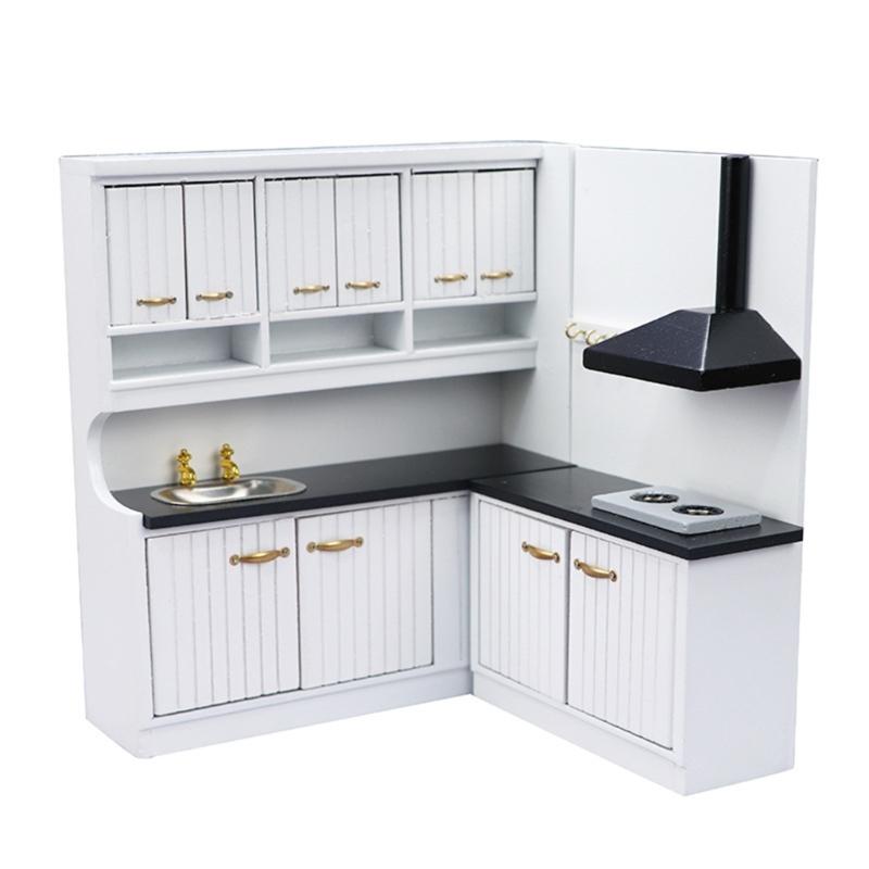 

Kitchen Cabinet Miniature Furniture Model Accessories Role Play Furnishings Set for Kitchen Doll House 1