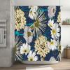 Luxury Floral Shower Curtain Extra Long Blue Printed Waterproof Bathroom Decor Modern Home Decor in Flowers Plants from Home Gar