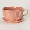 Hasami ware soup cup with red gray lid,
