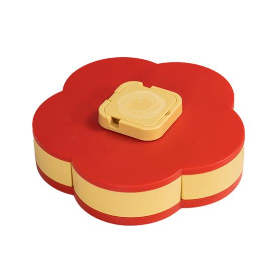 Single/Double Layer Rotating Snack Box with Lid 10 Compartment Divided Serving Tray Party Appetizers Smooth Swivel Lazy Susan Organizer