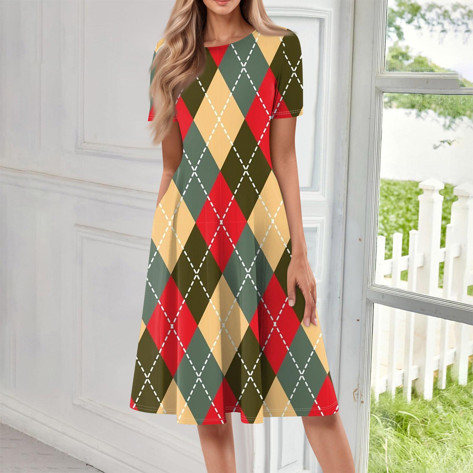 

Women Casual Printed Round Neck Long Dress XL жовтий