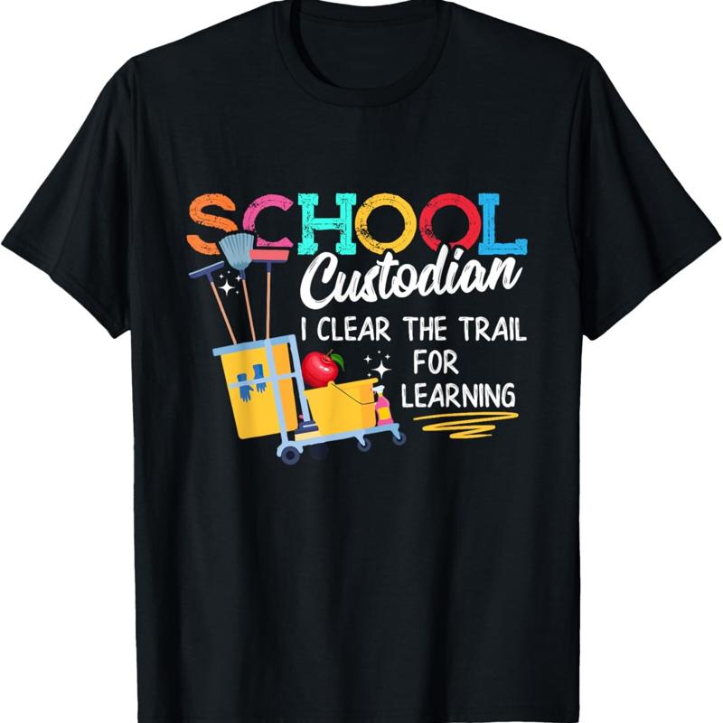 

School Custodian Clear Trail Learning Janitor Appreciation T Shirt - Men s Summer Cotton Graphic Tee S разноцветный