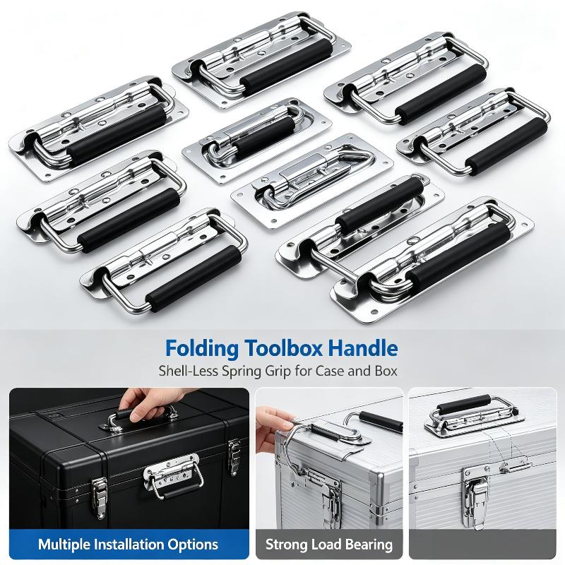 1Pcs Stainless Steel Knobs Spring Handle Prop Luggage Accessory Hardware Handle Movable Handle Industrial Handle Tool Box Handle