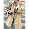 2025 Spring Khaki Women's Long Loose Trench Coat - Petite Mid-Length for Commute