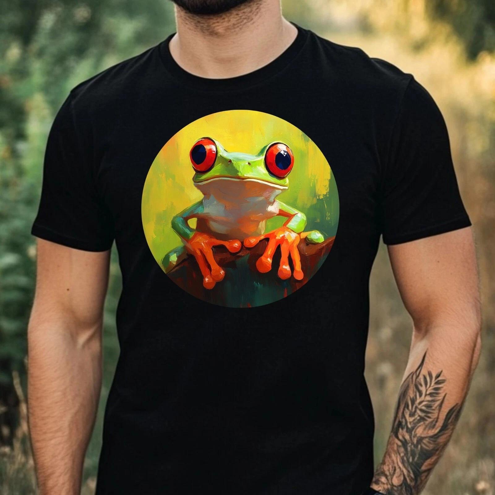 T-Shirt Herren Frosch Portrait Motiv Baumwolle Größe XS bis 5XL M