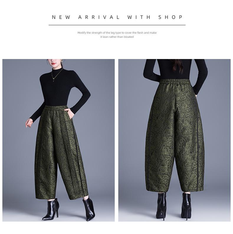 Warm Quilted Cocoon Pants for Middle-Aged Women - Chinese Style, Age-Reducing, Autumn/Winter Cotton, Loose Fit, Casual Tulip Design