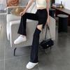 Women's Gray Ripped Micro Flare Drawstring Pants - Trendy, Versatile Summer Niche Casual Wear