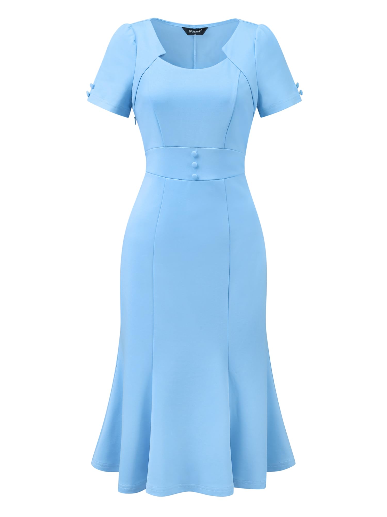 

Allegra K Vintage Dress, Work Dress, Cocktail Dress, 1950s Mermaid Sheath Midi Dress, Women s, Light Blue, Size M