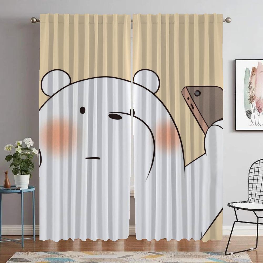 Cute Bare Modern Living Room Curtains for Camera Partition Anti-mosquito Curtains 2 Pieces Window Curtain Halloween Decoration