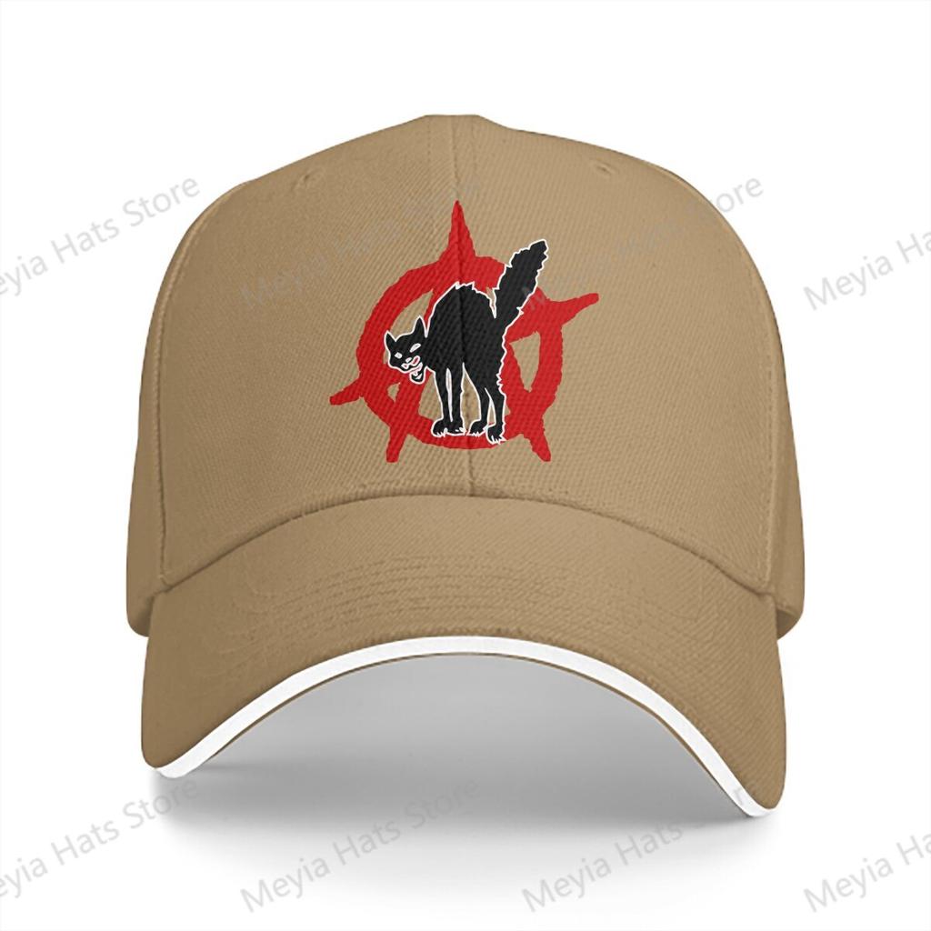 Black Cat Anarchy Anarchist Symbols Baseball Cap Unisex Hats Women Visor Cycling Snapback Caps