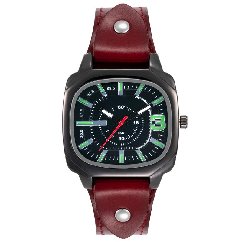 Retro Quadratische Kunstleder-Armbanduhr