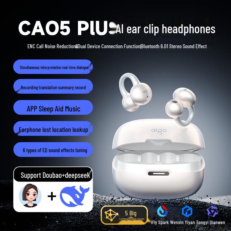 aigo Open-Ear Clip-On Bone Conduction True Wireless Bluetooth Headphones