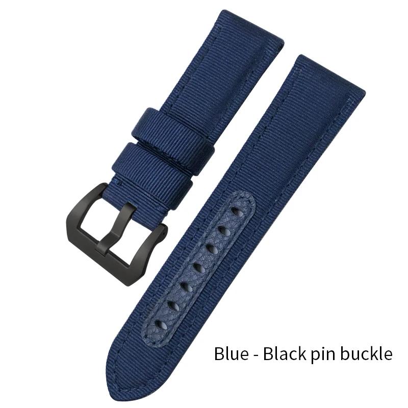 

for Panerai 24mm New Nylon Watch Strap for LUMINOR SUBMERSIBLE PAM01287 01288 01289 Blue Green Gray Canvas Fabric Watchband 24mm