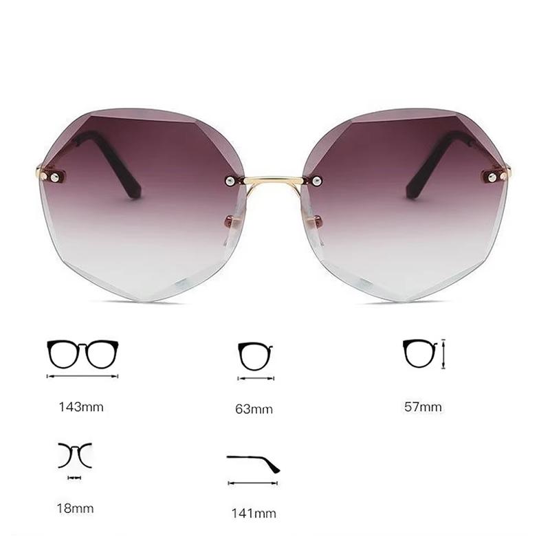 Punk Gradient Sunglasses Frameless Large Frame Beach Sun Glasses Travel Accessories Driving Glasses for Women Man