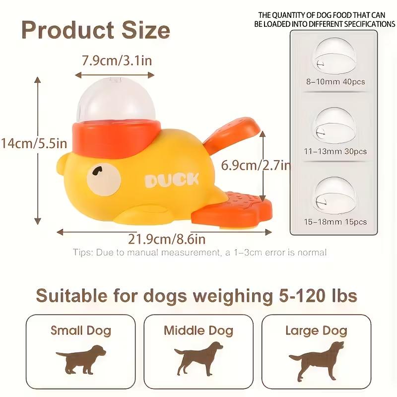 Interactive Dog Toy Pet Feeding Food Treat Dispenser Automatic Cartoon Duck Design Slow Food Pet Snack Feeder for Dog Training