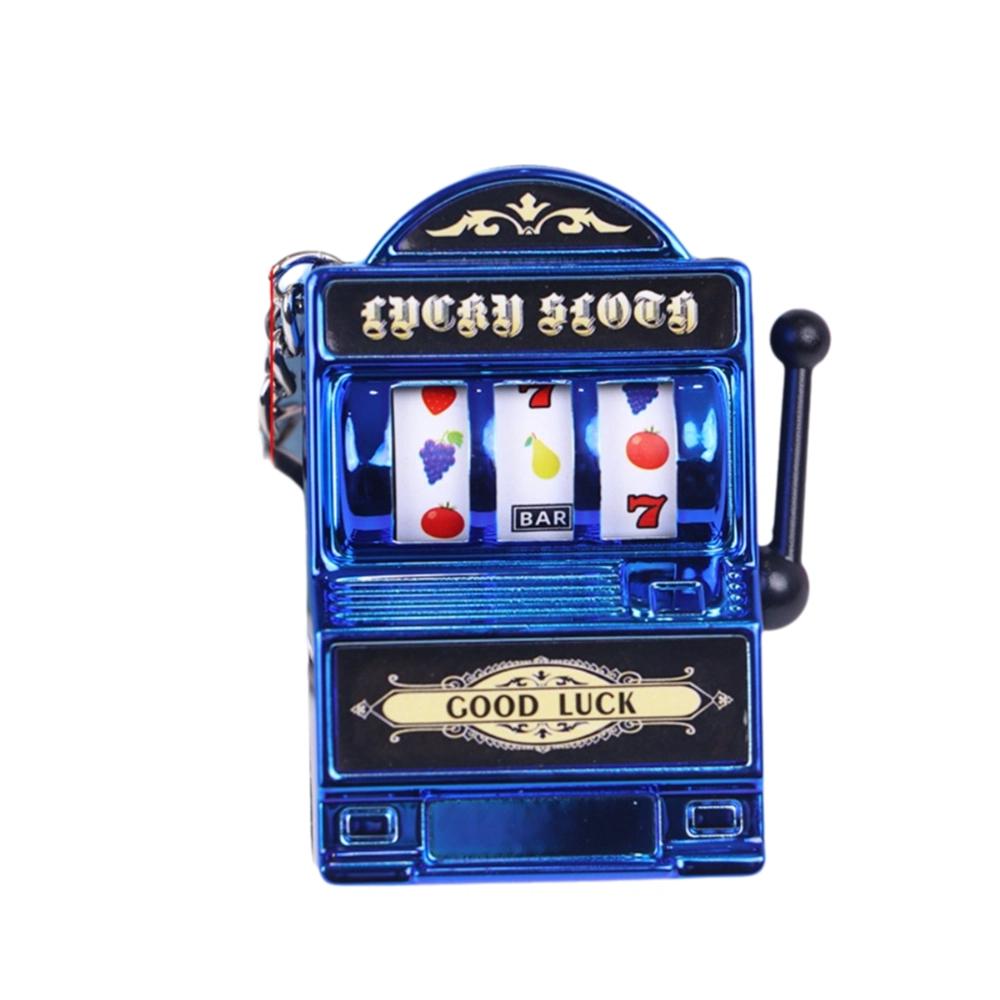 Cartoon Stress Reliever Keychains Toy Mini Fruit Slot Machine Coin Operated Games Lucky Jackpot Kids Adult