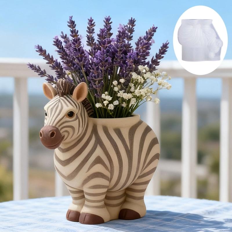 Flower Container Silicone Mold Zebras Shape Suitable for Creating Resin Art Concrete Ornaments and Artistic Items