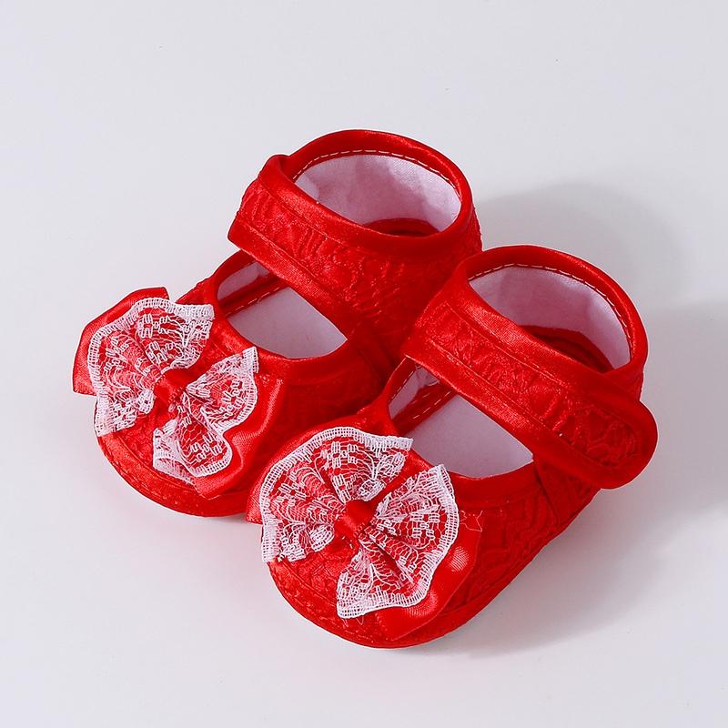 Spedbarn Baby Flate Sklisikre Sko Pustende Sløyfesko