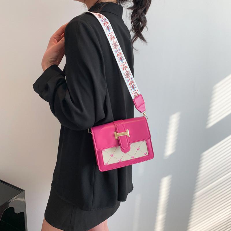 Small Stylish Pu Square Shoulder Bag For Women Fashionable Casual Commuter Crossbody Bag In Black White Green And Rose Red A For