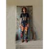 Overalls Sommer Damen Hosen Denim-Imitat Gerade geschnittene Hosen Vielseitige Lockere Gerade geschnittene Hosen 1D Digitaldruck