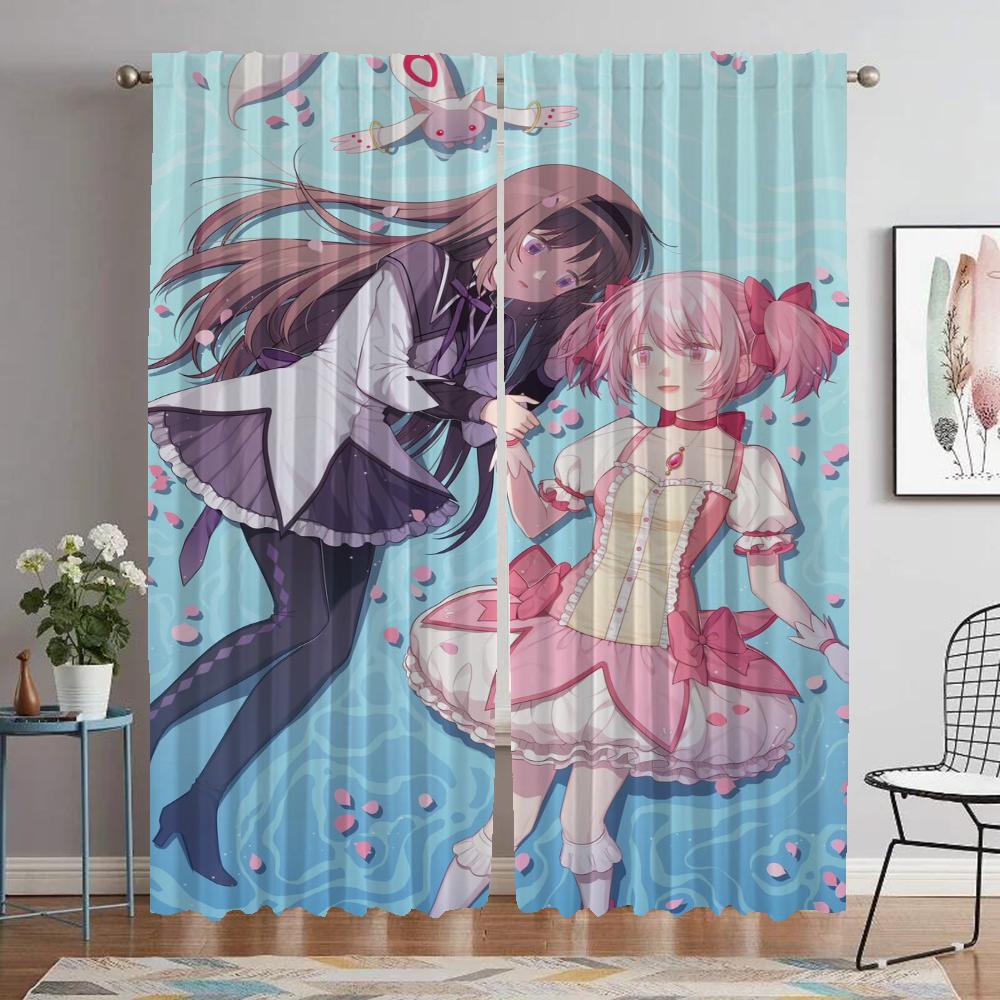 Perdeler Çocuk Odası Puella Magi Madoka Magica Ev İç Mekan Perdeleri Kamera Gölgelikleri için Oturma Odası Perdesi Cadılar Bayramı Dekorasyonu