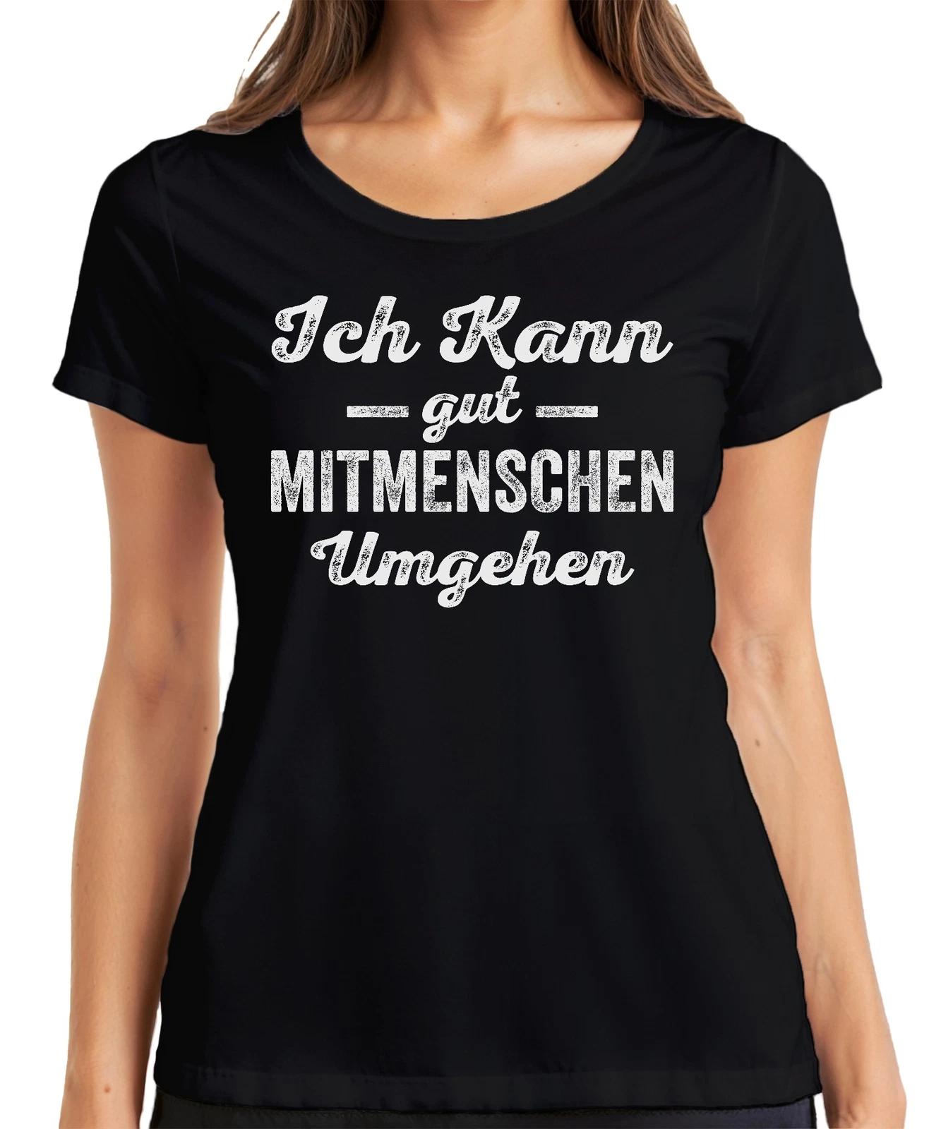 Ich kann mit Menschen umgehen Sarkastisch Antisocial Humor Ironie Damen T-Shirt XS