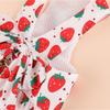 Lovely Strawberry Print Pet Dress Harnesses Holiday Washable Pet Costume with Bowknot and Matching Leashes